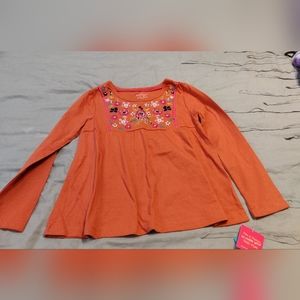 NWT Isaac Mizrahi Orange Embroidered Long Sleeve Top S (5/6)